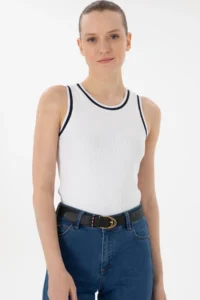 US Polo Assn. Women WHITE Sleeveless Crew Neck T-Shirt - Image 3
