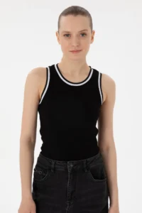 US Polo Assn. Women Black Sleeveless Crew Neck T-Shirt - Image 3