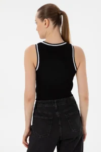 US Polo Assn. Women Black Sleeveless Crew Neck T-Shirt - Image 5