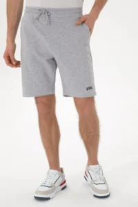 US Polo Assn. Men Gray Melange Knitting Shorts - Image 2
