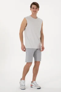 US Polo Assn. Men Gray Melange Knitting Shorts - Image 3