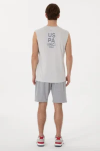US Polo Assn. Men Gray Melange Knitting Shorts - Image 4
