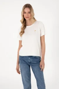 US Polo Assn. Women WHITE Crew Neck Knitwear T-Shirt