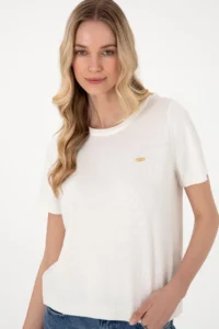 US Polo Assn. Women WHITE Crew Neck Knitwear T-Shirt - Image 2