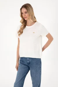 US Polo Assn. Women WHITE Crew Neck Knitwear T-Shirt - Image 3