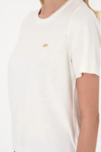US Polo Assn. Women WHITE Crew Neck Knitwear T-Shirt - Image 7