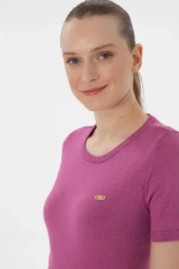 US Polo Assn. Women Fuchsia Crew Neck Knitwear T-Shirt - Image 2