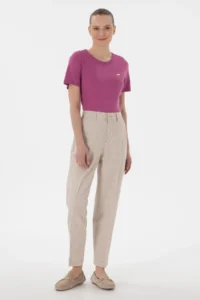 US Polo Assn. Women Fuchsia Crew Neck Knitwear T-Shirt - Image 4