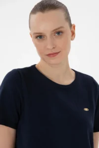 US Polo Assn. Women Navy Blue Crew Neck Knitwear T-Shirt - Image 2