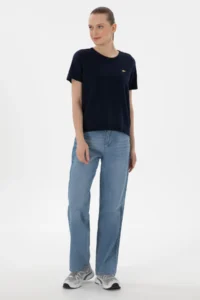 US Polo Assn. Women Navy Blue Crew Neck Knitwear T-Shirt - Image 4