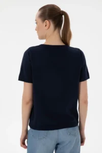 US Polo Assn. Women Navy Blue Crew Neck Knitwear T-Shirt - Image 5