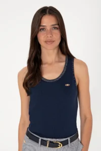 US Polo Assn. Women Navy Blue Crew Neck Knitwear T-Shirt - Image 2