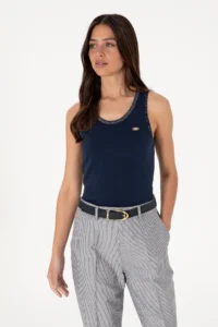 US Polo Assn. Women Navy Blue Crew Neck Knitwear T-Shirt - Image 3