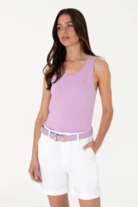US Polo Assn. Women Lilac Crew Neck Knitwear T-Shirt - Image 3