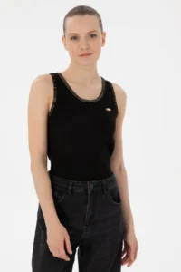 US Polo Assn. Women Black Crew Neck Knitwear T-Shirt