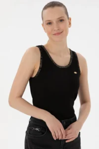US Polo Assn. Women Black Crew Neck Knitwear T-Shirt - Image 3
