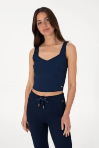US Polo Assn. Women Navy Blue Sleeveless V-neck T-Shirt