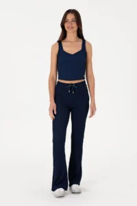 US Polo Assn. Women Navy Blue Sleeveless V-neck T-Shirt - Image 4