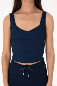 US Polo Assn. Women Navy Blue Sleeveless V-neck T-Shirt - Image 6