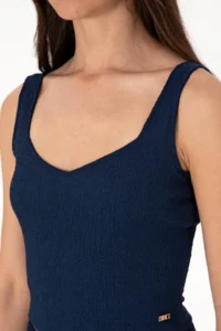 US Polo Assn. Women Navy Blue Sleeveless V-neck T-Shirt - Image 7