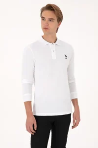 US Polo Shirt Assn. Men slim Fit Polo Shirt Shirt Collar WHITE Basic Sweatshirt