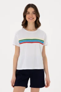 US Polo Assn. Women WHITE Crew Neck T-Shirt