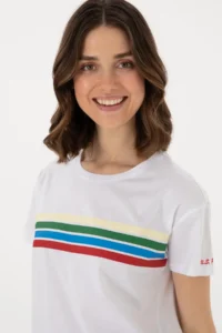 US Polo Assn. Women WHITE Crew Neck T-Shirt - Image 2