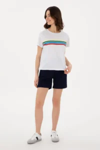 US Polo Assn. Women WHITE Crew Neck T-Shirt - Image 4