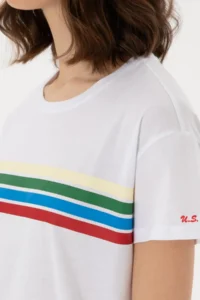 US Polo Assn. Women WHITE Crew Neck T-Shirt - Image 7