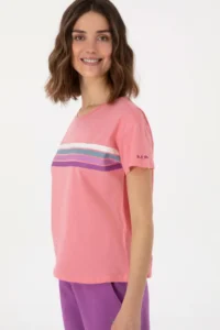 US Polo Assn. Women Pink Crew Neck T-Shirt - Image 3
