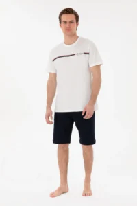 US Polo Shirt Assn. Men Crew Neck WHITE Pajama Set