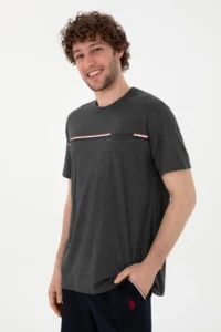 US Polo Shirt Assn. Men Crew Neck anthracite Melange Pajama Set - Image 3