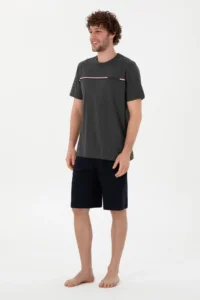 US Polo Shirt Assn. Men Crew Neck anthracite Melange Pajama Set - Image 4
