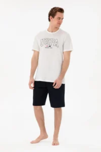 US Polo Shirt Assn. Men Crew Neck WHITE Pajama Set