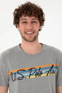 US Polo Shirt Assn. Men Crew Neck Gray Melange Pajama Set - Image 2