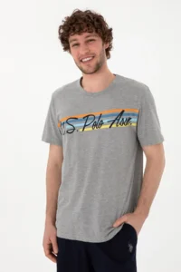 US Polo Shirt Assn. Men Crew Neck Gray Melange Pajama Set - Image 3