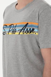 US Polo Shirt Assn. Men Crew Neck Gray Melange Pajama Set - Image 7