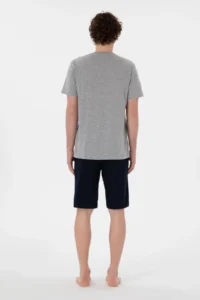 US Polo Shirt Assn. Men Crew Neck Gray Melange Pajama Set - Image 5