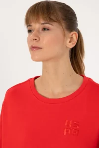 US Polo Assn. Women Red Crew Neck Basic Sweatshirt - Image 2