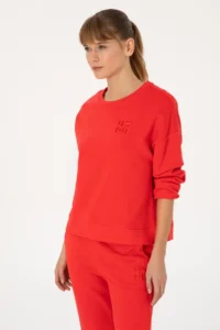 US Polo Assn. Women Red Crew Neck Basic Sweatshirt - Image 3
