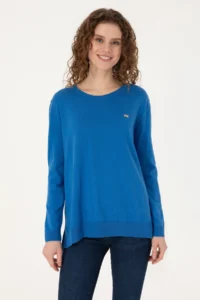 US Polo Assn. Women Blue Basic Sweater