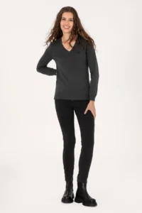 US Polo Assn. Women Anthracite V-neck Basic Sweater - Image 4