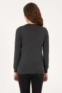 US Polo Assn. Women Anthracite V-neck Basic Sweater - Image 5