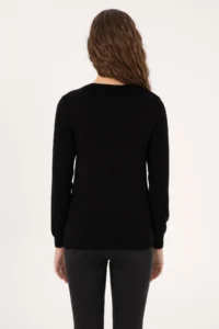 US Polo Assn. Women Black V-neck Basic Sweater - Image 5