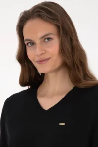 US Polo Assn. Women Black V-neck Basic Sweater - Image 2