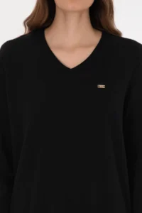 US Polo Assn. Women Black V-neck Basic Sweater - Image 6