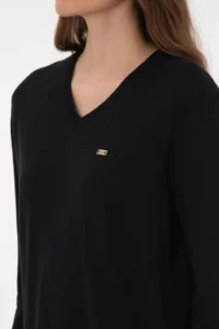 US Polo Assn. Women Black V-neck Basic Sweater - Image 7
