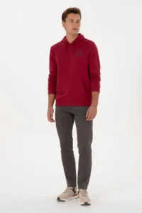 US Polo Assn. Men Regular Fit Hooded Dark Raspberry Sweatshirt - Image 4