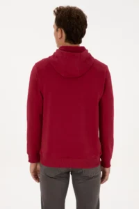 US Polo Assn. Men Regular Fit Hooded Dark Raspberry Sweatshirt - Image 5