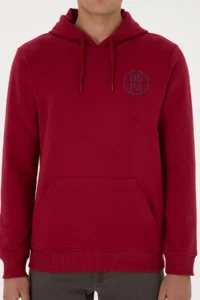 US Polo Assn. Men Regular Fit Hooded Dark Raspberry Sweatshirt - Image 6